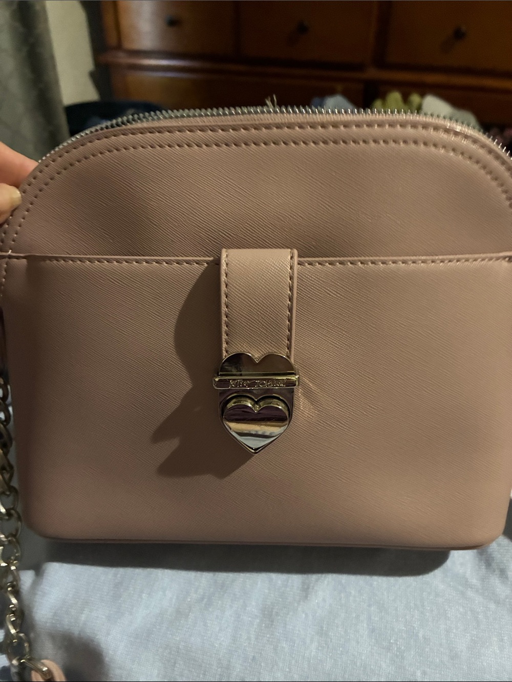 Betsey Johnson Pink Heart-Accent Crossbody Bag